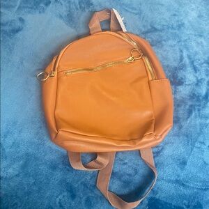 Just be, Tan Faux Leather Mini Backpack